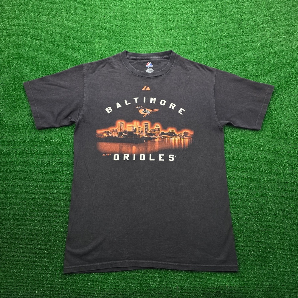 Baltimore Orioles Tshirt Mens Medium Black Graphic Tee City Skyline Baseball